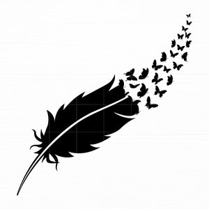 Pena Borboleta Svg Pena Svg Borboletas Voadoras Svg Pena Borboleta Silhueta Enxame De Borboleta Svg Clipart Feather Cut File
