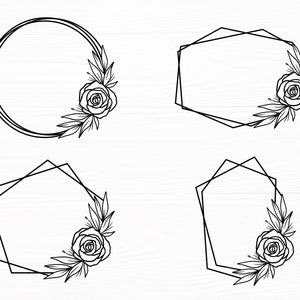 Floral Frame Svg Bundle Flower Frame Svg Floral Wreath Svg Frame Svg Circle Frame Geometric Frames Svg Rose Svg Digital Download