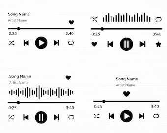 Reproductor de música SVG Bundle Reproductor de música Pantalla Control de audio Botones de reproducción svg Reproductor de música png Archivo de corte Descarga instantánea