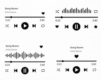 Muziekspeler Svg-bundel Muziekspeler Display Audiobediening Svg Afspeelknoppen Svg Muziekspeler Png Cut-bestand Direct downloaden