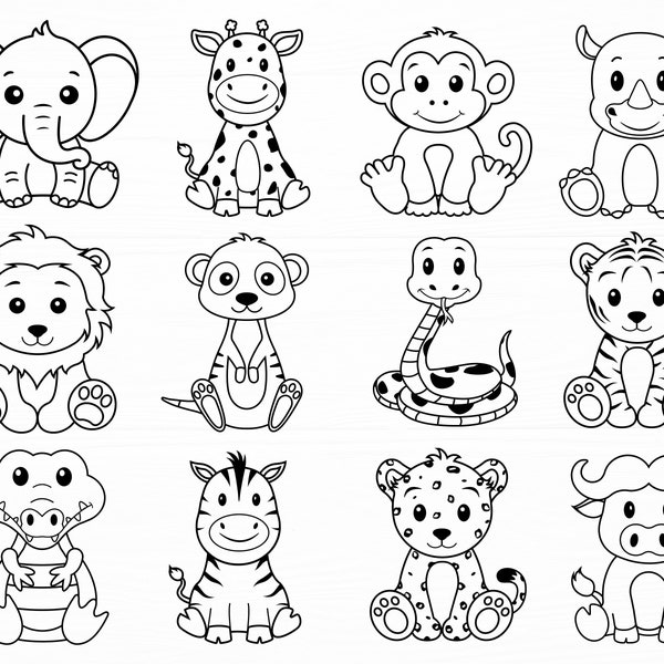 Safari Animals Svg Bundle Baby Animals Svg Zoo Animals Svg Animals Svg Baby Safari Animals Svg Cute Animal Svg Png Instant Download