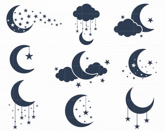 Moon Stars Svg Etsy