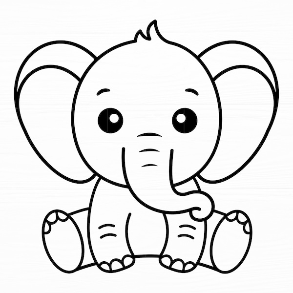 Baby Elephant Svg Animal Svg Baby Shower Svg Cute Elephant Svg Files for Cricut Animal Silhouette Sweet Elephant Svg Digital Download