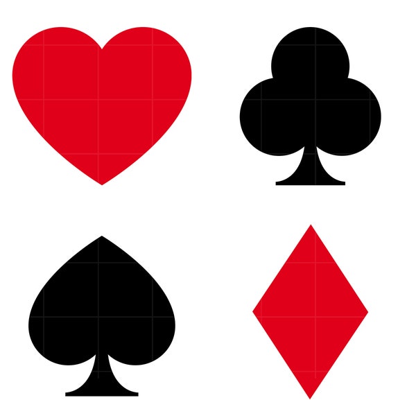 Playing Card Symbols SVG Cut File Playing Card Suits Svg Card Suits Png Spades Clubs Diamonds Hearts Svg Png Jpg Dxf Eps Digital Download