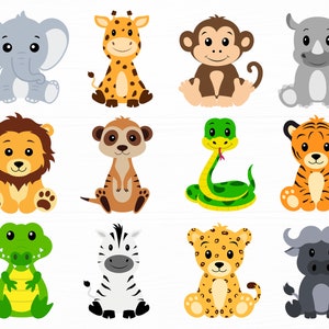 Safari Animals Svg Bundle Animals Svg Baby Animals Svg Animal Png Zoo Animals Svg Cute Baby Safari Animals Svg Digital Download
