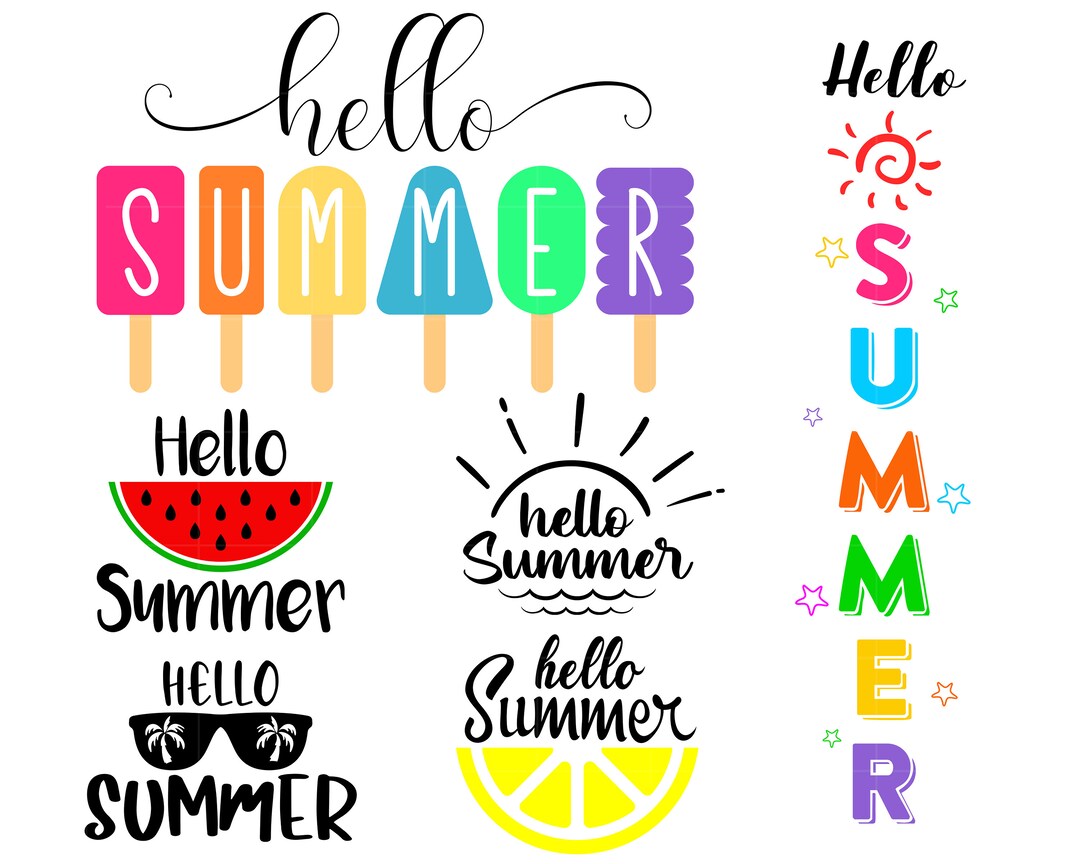 Hello Summer Bundle Svg Files for Cricut Sun Svg Summer Svg Hello