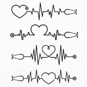 Stéthoscope SVG Bundle Battement de coeur SVG Infirmière SVG Stéthoscope Battement de coeur SVG Médical SVG Coeur SVG Infirmière Vie SVG Téléchargement numérique