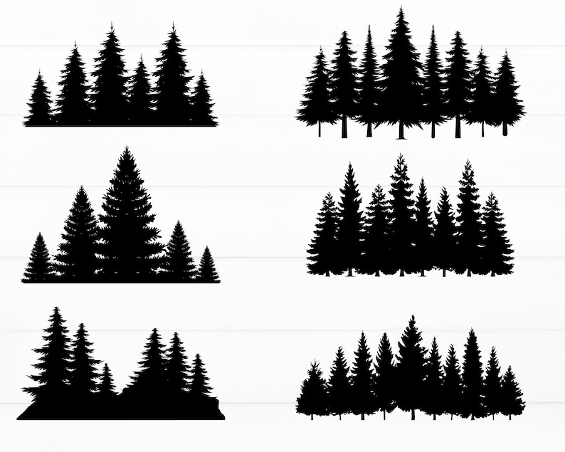 Pine Trees Svg Bundle Nature Svg Trees Cut File Pine Tree Silhouette Tree Svg File for Cricut Trees Vector Tree Line Svg Digital Design immagine 1
