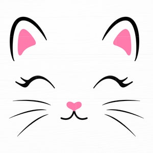 Cat Face Svg Cute Kitten Svg Baby Birthday Svg Cat Face Png Cat Svg Arquivos para Cricut Cat Cut File Download digital