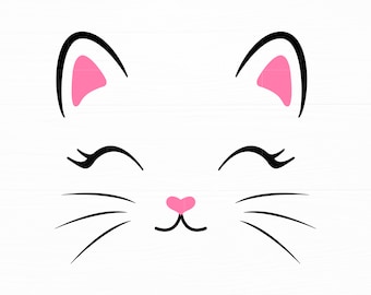 Cat Face Svg Cute Kitten Svg Baby Birthday Svg Cat Face Png Cat Svg Files for Cricut Cat Cut File Digital Download