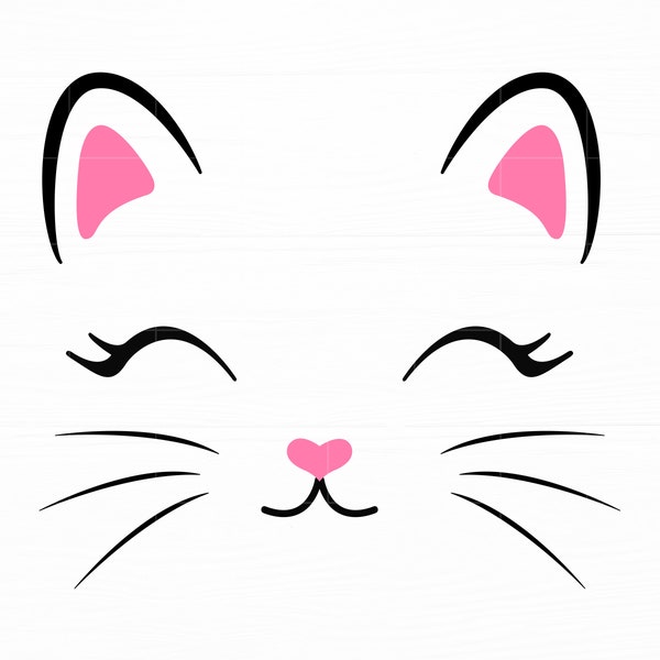 Cat Face Svg Cute Kitten Svg Baby Birthday Svg Cat Face Png Cat Svg Files for Cricut Cat Cut File Digital Download