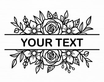Floral Split Monogram SVG, Rose Flower Frame (Digital Download)