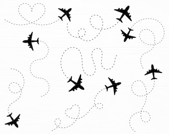 Airplane Svg Bundle Airplane Heart Svg Plane Route Svg  Plane Clipart Love Airplane Svg Plane Svg Files for Cricut Digital Download