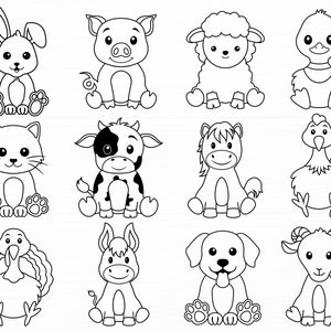 農場の動物 SVG バンドル かわいい動物 SVG 農場 SVG 赤ちゃん牛豚馬 SVG 赤ちゃん農場の動物 SVG カットファイル 動物 SVG PNG デジタルダウンロード