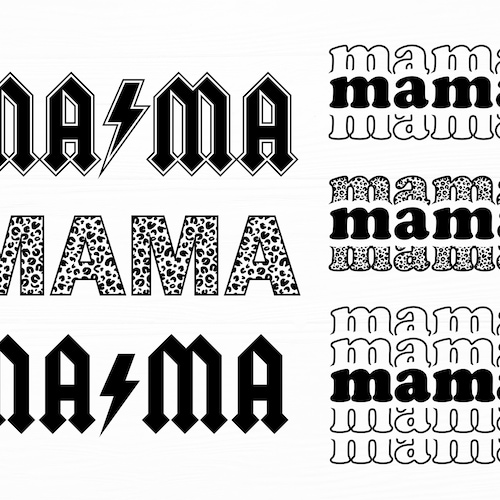 Mama Svg Bundle Rocker Mama Svg Stacked Mama Svg Leopard Mama Svg