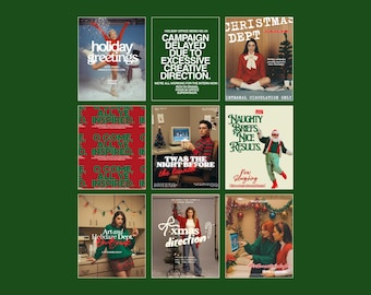 Plantillas navideñas retro de Canva, publicaciones navideñas para redes sociales (descarga digital)