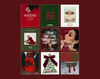 Christmas Instagram Templates: Canva Social Media Set, Editorial Holiday Post, YULETIDE