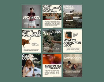 Daily Forecast, Minimalist Astrology, Social Media Kit, Zodiac Updates, Mystic Blogger, Instagram Grid
