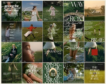 Plantillas románticas de estilo cottagecore para Instagram: Kit vintage para redes sociales (Canva, 108 publicaciones)