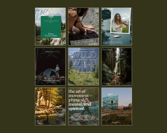Outdoor Branding, Mountain Granola Aesthetic, Canva Templates, Hiking Coach, Nature Retreat, Instagram Branding