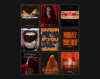 Horror Movie Instagram Templates, Cinematic Halloween Social Media Kit, Spooky Thriller Canva Templates, Slasher & Bookstagram IG Posts