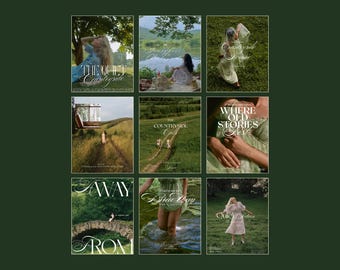 Editorial Layout, Natural Green Aesthetic, Canva Template, Wellness Brand, Photography, Instagram Post