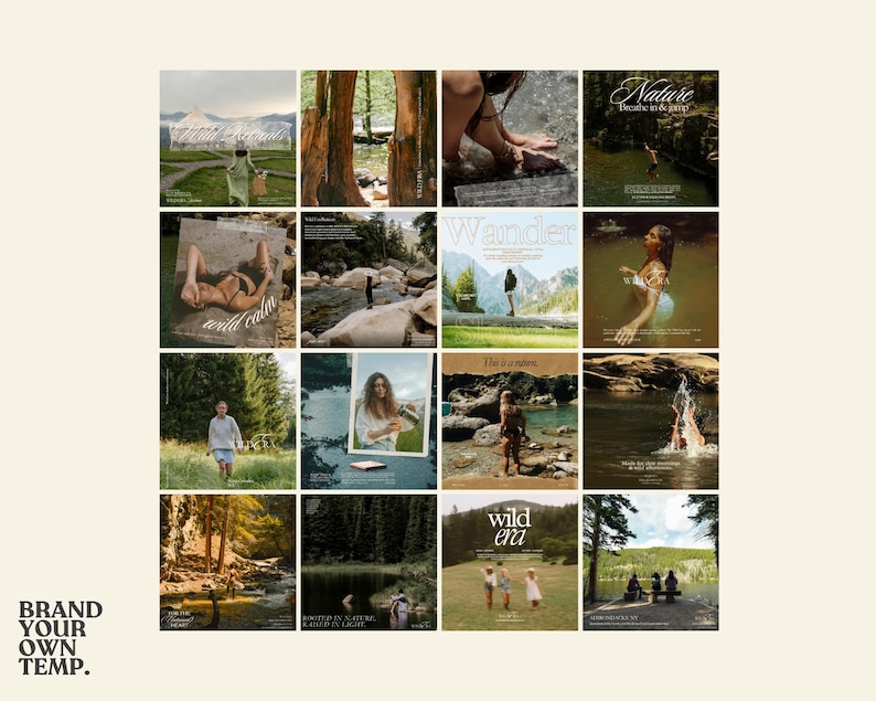 Outdoor Branding, Mountain Granola Aesthetic, Canva Templates, Hiking Coach, Nature Retreat, Instagram Branding image 8