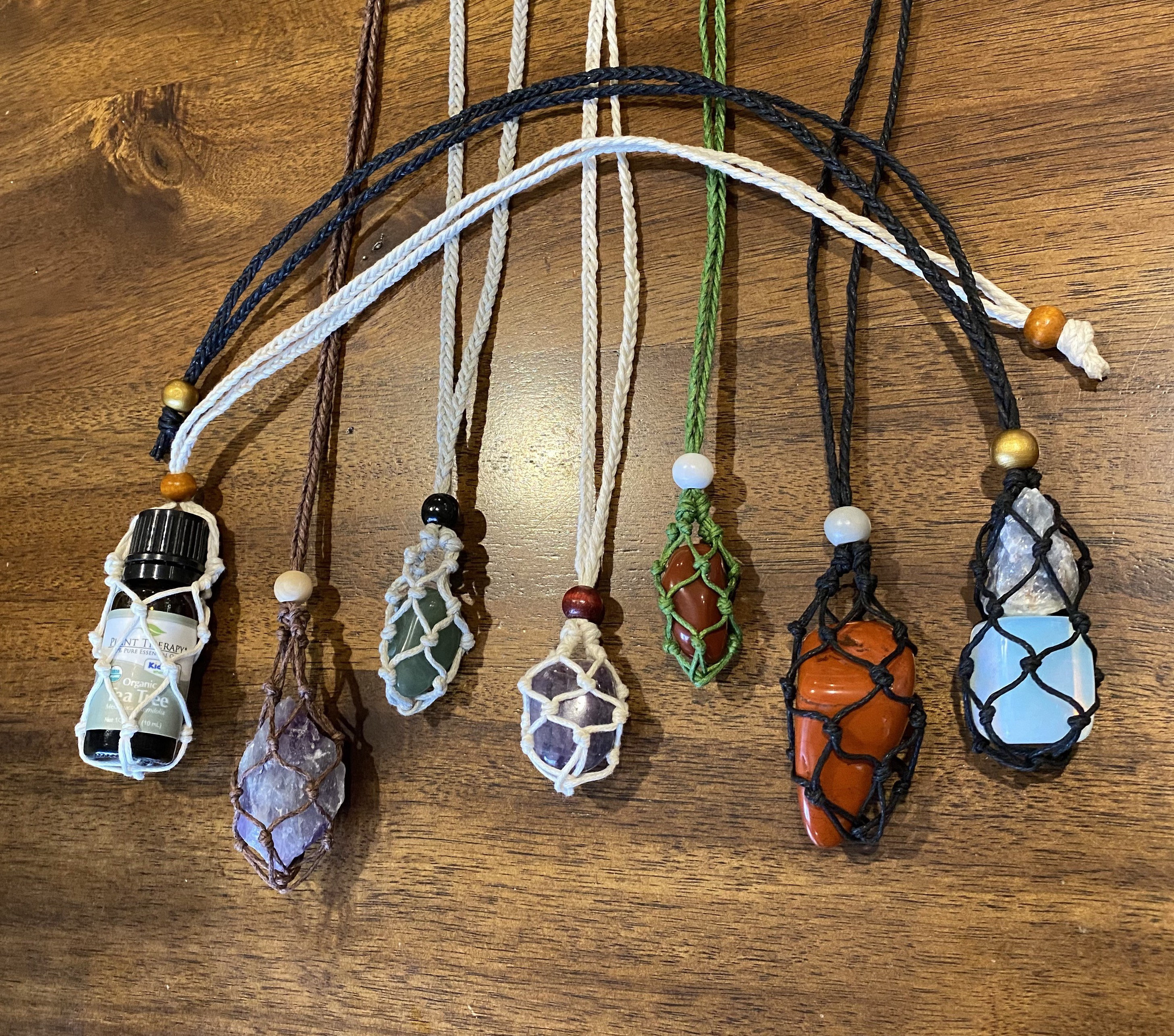 Macrame pouch necklace top