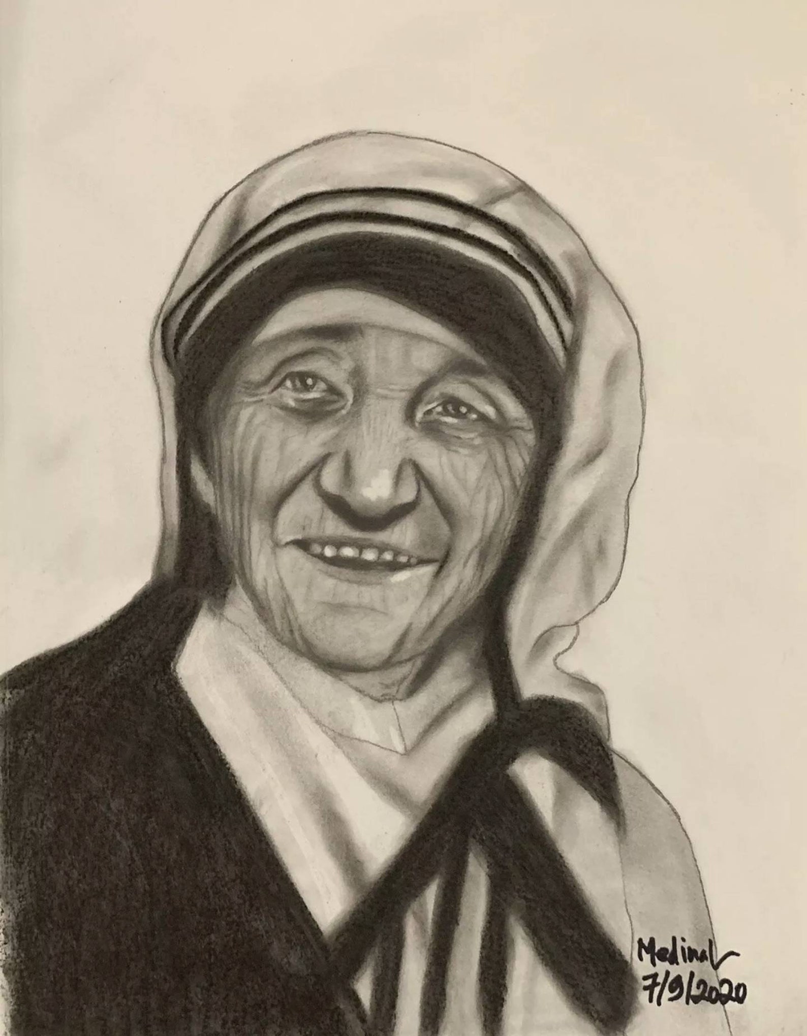 Mother Teresa Pencil Drawing Etsy