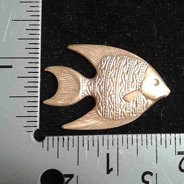 3 Angel Fish Embellishments .Raw Brass. Pack of 3.