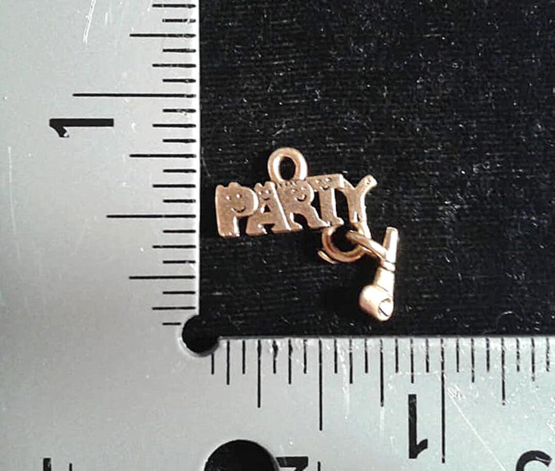 4 PARTY Charms.with Dangling Noise Maker. Antique Gold Plated.pack of 4