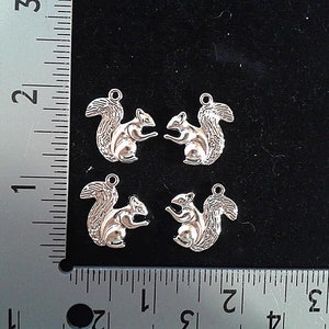 6 SQUIRREL  CharmS. .Silver Finish.Double sides. 3 Pairs.