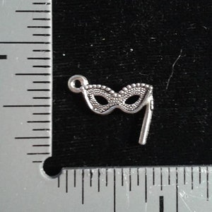 8 Mardi Gras Mask Charms. Antique Silver Plated.4 Pairs