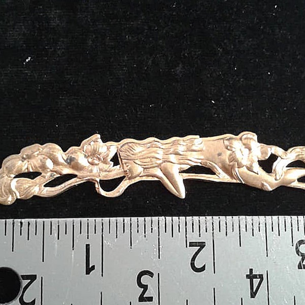 1 Art Nouveau  BRASS WOODS NYMPH on a Bough. Raw Brass Stamping. .Package of 1.