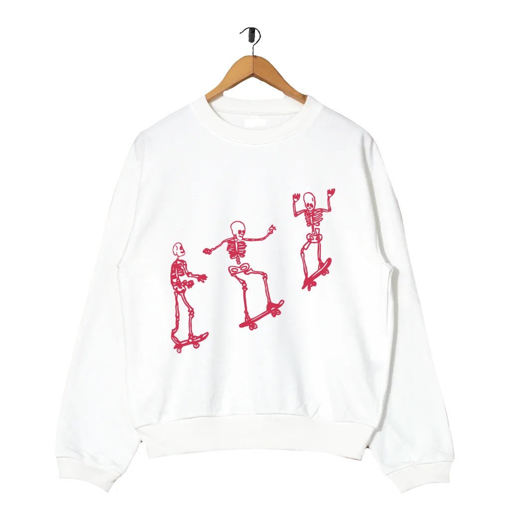 Skeletons skateboarding preppy crewneck/sweatshirt