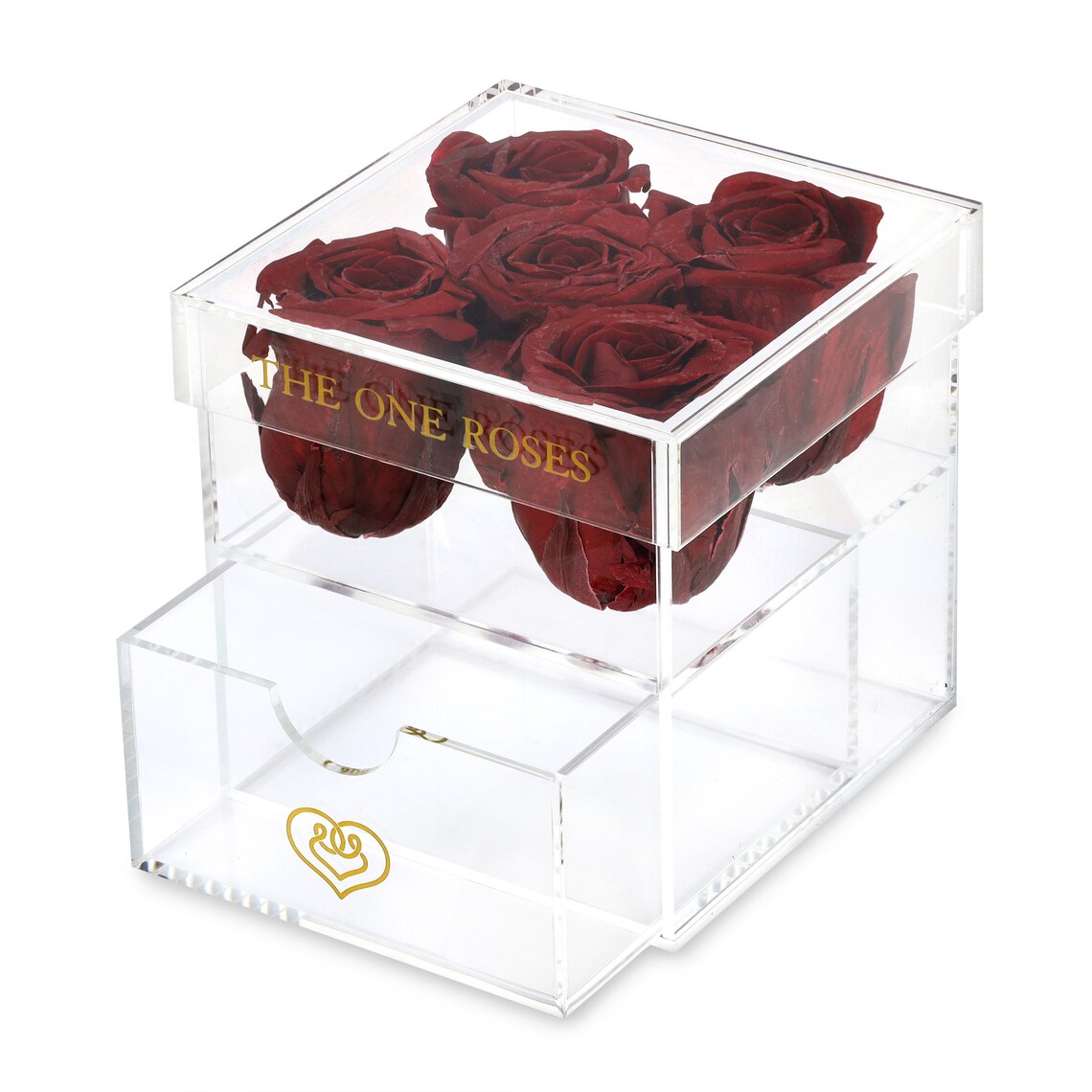 Acrylic Rose Box with Drawer Burgundy Roses Etsy