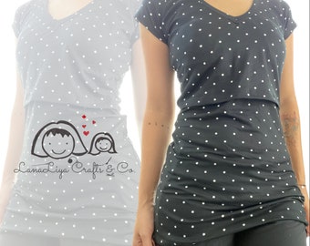 Nursing Shirt - Polka Dot Black