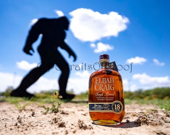 Elijah Craig Bourbon Wall Print, Sasquatch Kentucky Whiskey Canvas Photo, Kentucky Bourbon Metal Wall Art, Big Foot Bar Decor, Man Cave