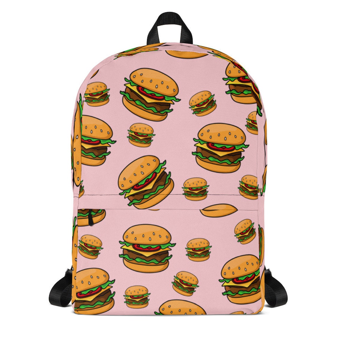 Burger Print Backpack Food Print Large Pastel Rucksack Etsy