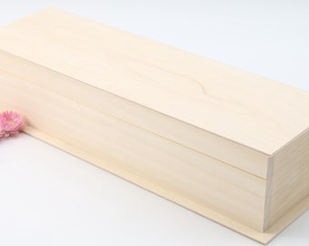 Box for 1 Wine Bottle | Rustic Wedding Gift | Wooden Gift for Wine Lovers | Unfinished Wooden Bottle Box with Lid | Wine Storage | Home Deco