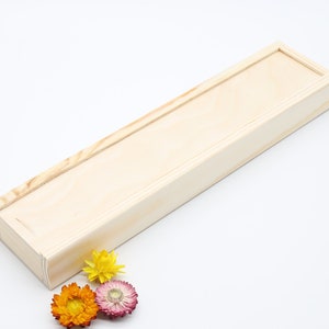 Houten kist met schuifdeksel | Messenkist | Onbewerkte houten doos | Messen opbergdoos | Herinneringsdoos | Cadeau-ideeën | Houten kist | Sieradendoos