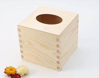 Square Tissue Box Cover | Wooden Tissue Box | Unfinished Wood Box | Open on the Bottom | Handkerchief | Cube Tissue Box | Gift Ideas | DIY