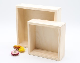 Wooden Shadow Box | Wooden Craft Box | Unfinished Wooden Frame | Blank Framed Sign | Blank Wood Sign | Wooden Shadowbox | DIY | Blank Frame