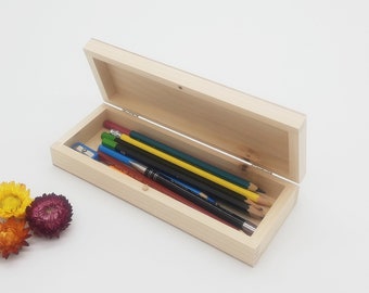 Houten etui | Houten Pennendoosje | Onvoltooide houten kist | Sieraden Opbergdoos | Knipdoos | Geschenkdoos | Terug naar school | Cadeau voor kinderen