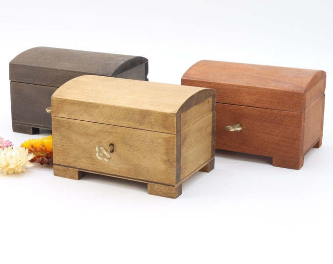 Small Wooden Box With Key in Oak/teak/venge Color | Wood Treasure Chest ...