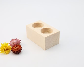 Wooden 2 Tealights Holder | Wooden Holder for 2 Candles | Unfinished Wooden Candlesticks | Natural Table Decor | Wedding | Housewarming