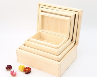 Unfinished Storage Wooden Box | Wooden Chest | Jewelry Box |  Medium Box | Decoupage Box | DIY | Small Wooden Box | Box with Hinged Lid