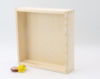 Wooden Shadow Box | Unfinished Wooden Organizer | Trinkets Storage | Office Desk Organization | Wooden Tray | Kitchen Accessories | Moss Art