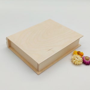 Boîte à livres en bois | Boîte à livres en bois inachevée | Livre de bois vierge | Boîte à livres décorative | Coffret cadeau livre | Rangement de boîte à livres | Décoration de ferme DIY