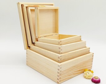 Unfinished Wooden Box | Wooden Chest | Jewelry Box |  Medium Wood Box | Decoupage Box | DIY | Small Wooden Box | Box with Hinged Lid | DIY